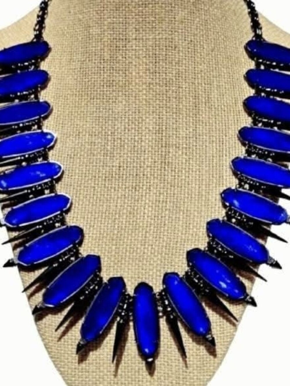 Kendra Scott Prototype Gwendolyn  Necklace Cobalt Blue Illusion in Gunmetal